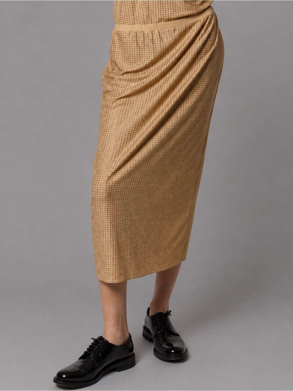 NWT SAINT ART Womens L Maile Midi Skirt Nude Stones/Rhinestones